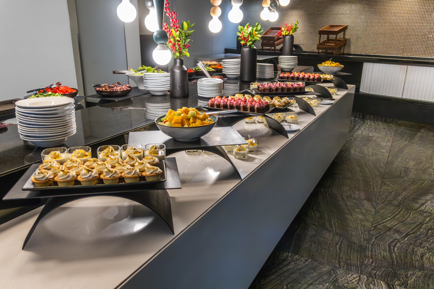 A generous spread of canapes and sides ready for the reception