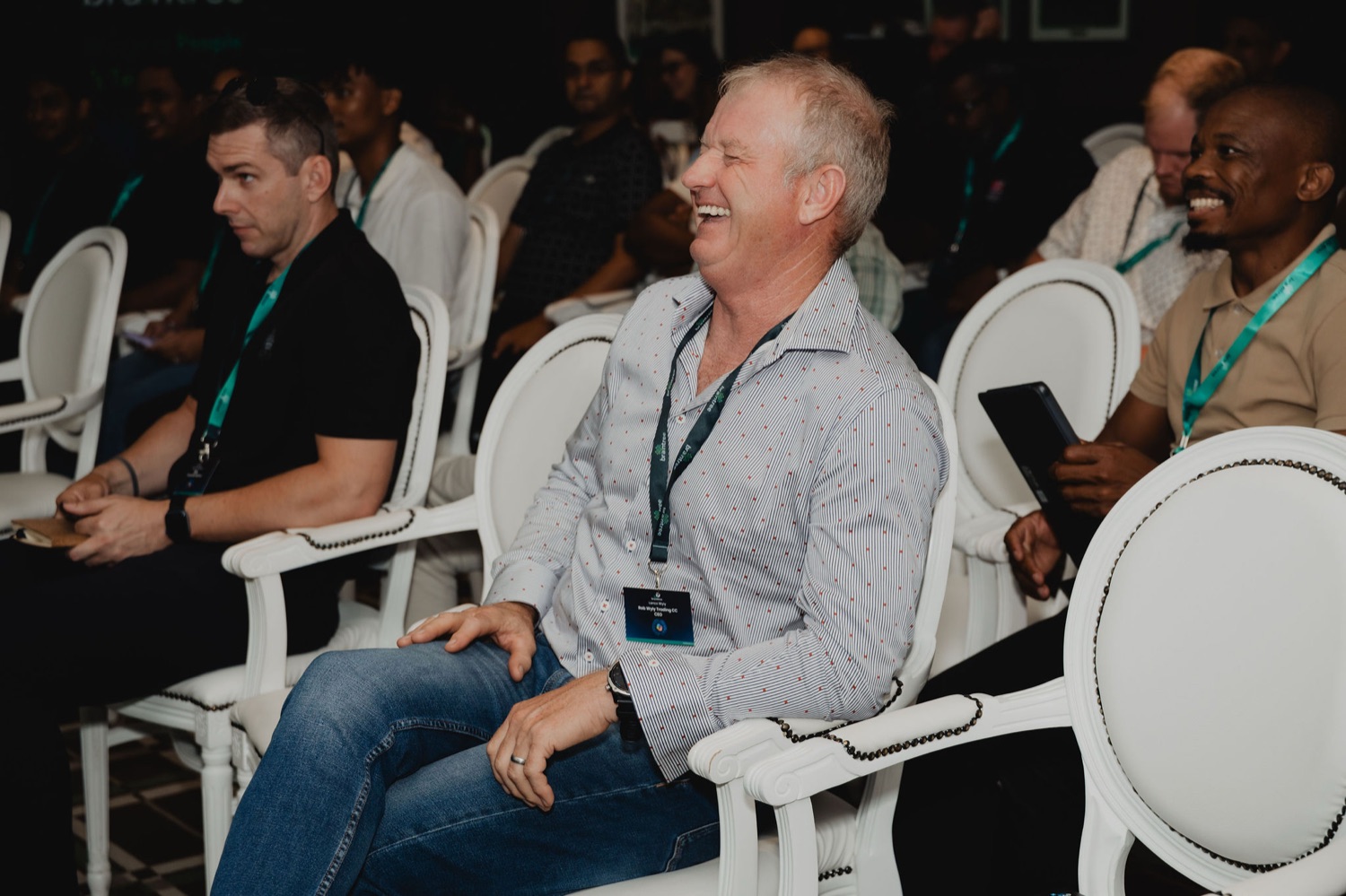 Guests sharing a laugh during the session