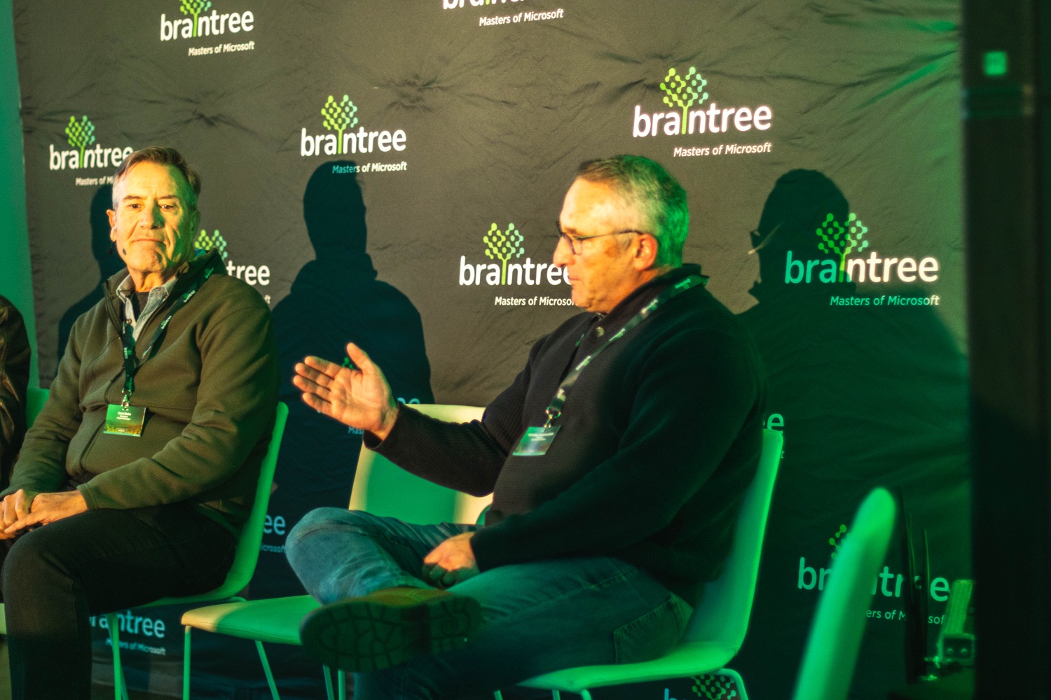 Two panellists share the customer story during the fireside chat